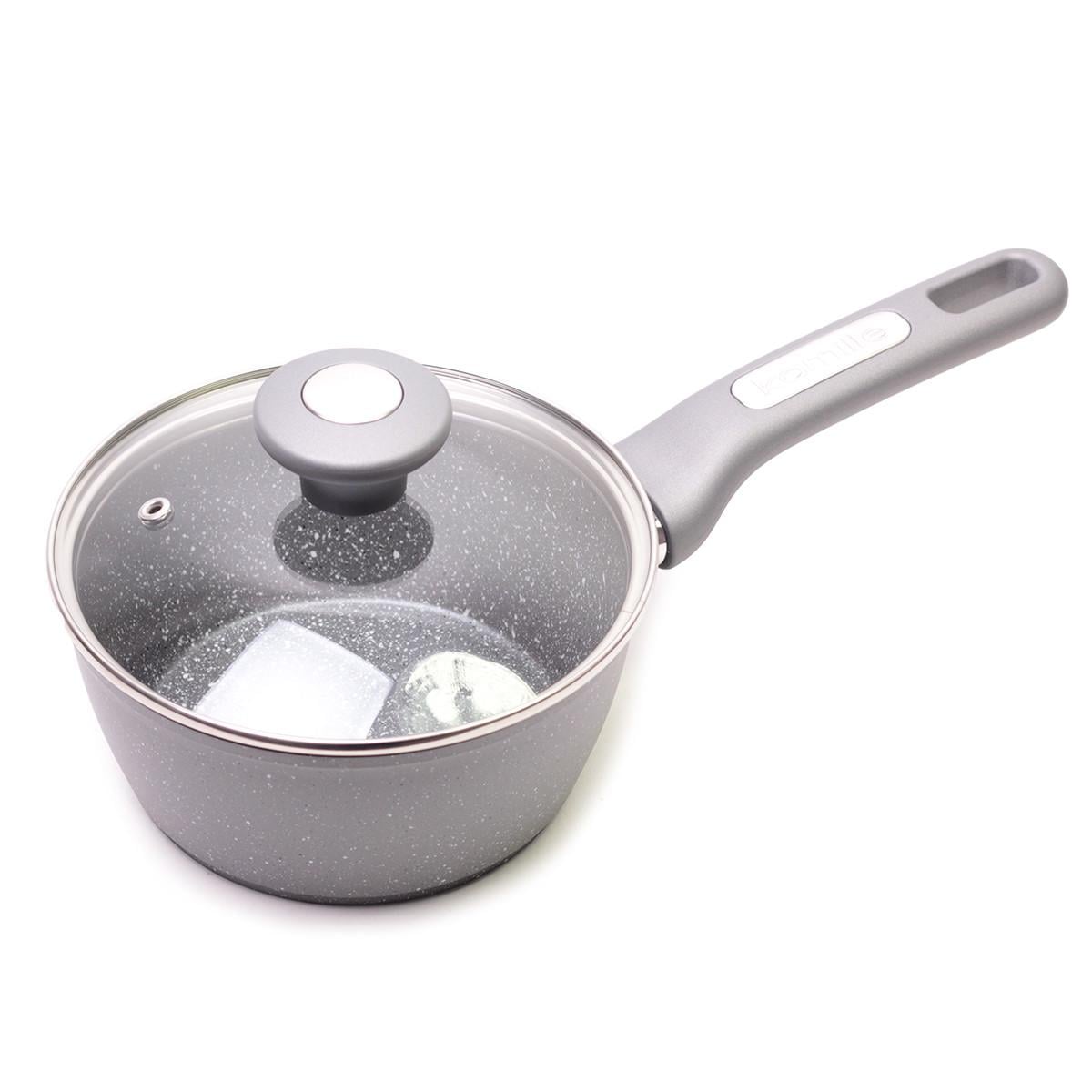 Ковш с крышкой Kamille KM-4279GR с гранитным покрытием для индукции и газа 1,25 л (14298)