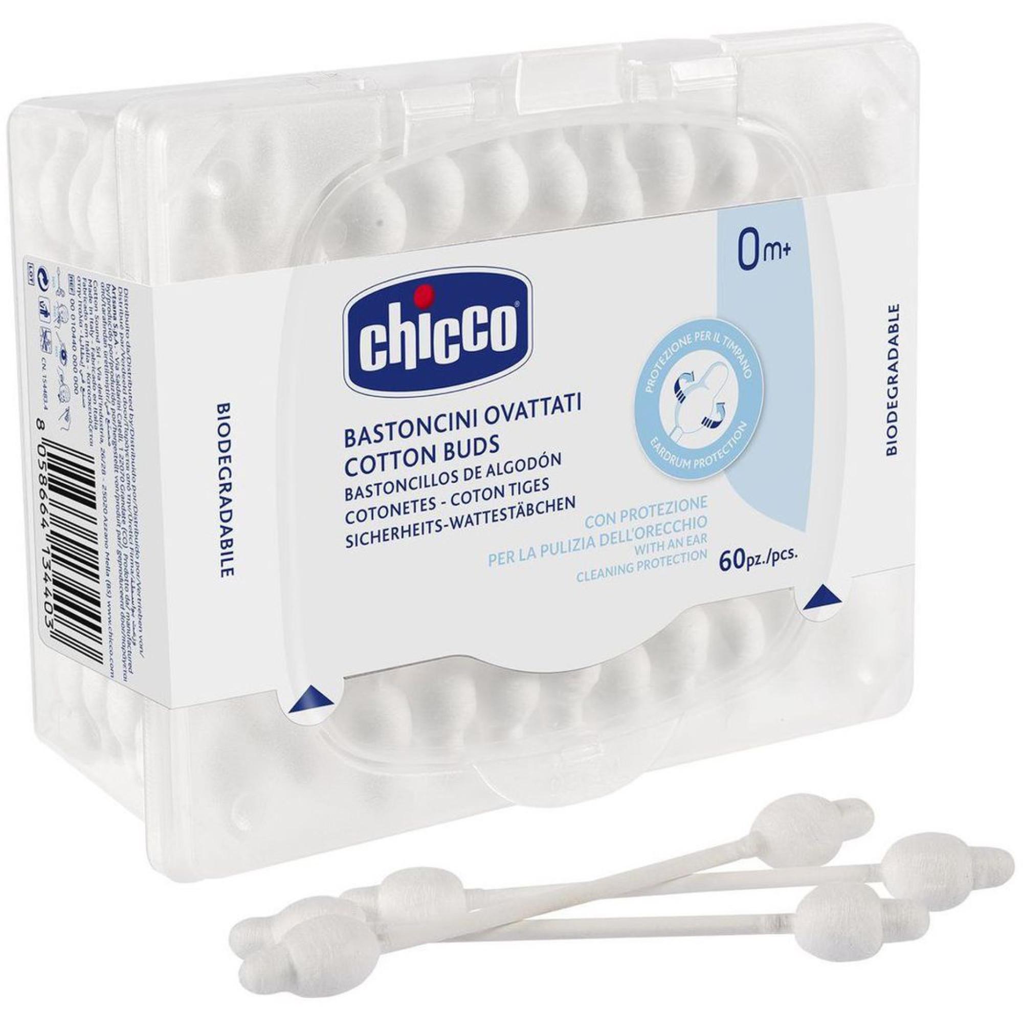 Ватні палички з обмежувачем Chicco 60 шт. (143069) - фото 1