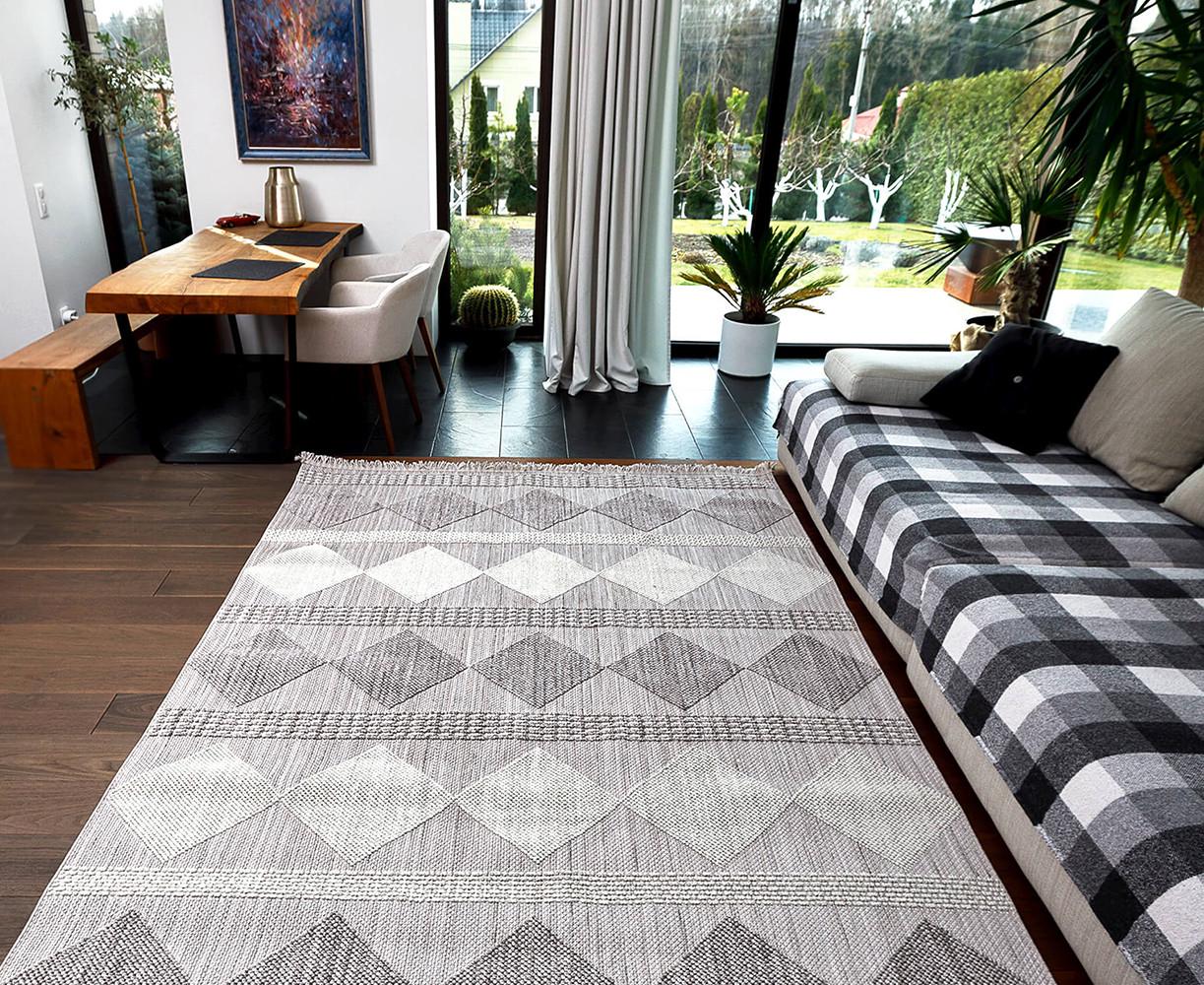 Ковер безворсовый Agra EO61A 160x230 см Light Grey/White (94891623) - фото 2