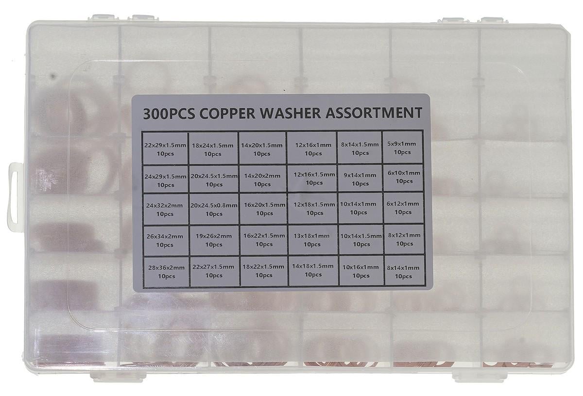 Шайбы медные в наборе 300 шт. 30 размеров (rest1839)