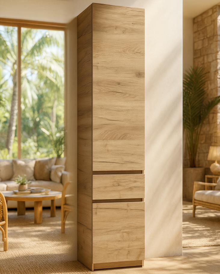 Шафа пенал Мастер Форм Брайт телескопічні напрямні 400х520х2000 мм Дуб крафт сірий - фото 1