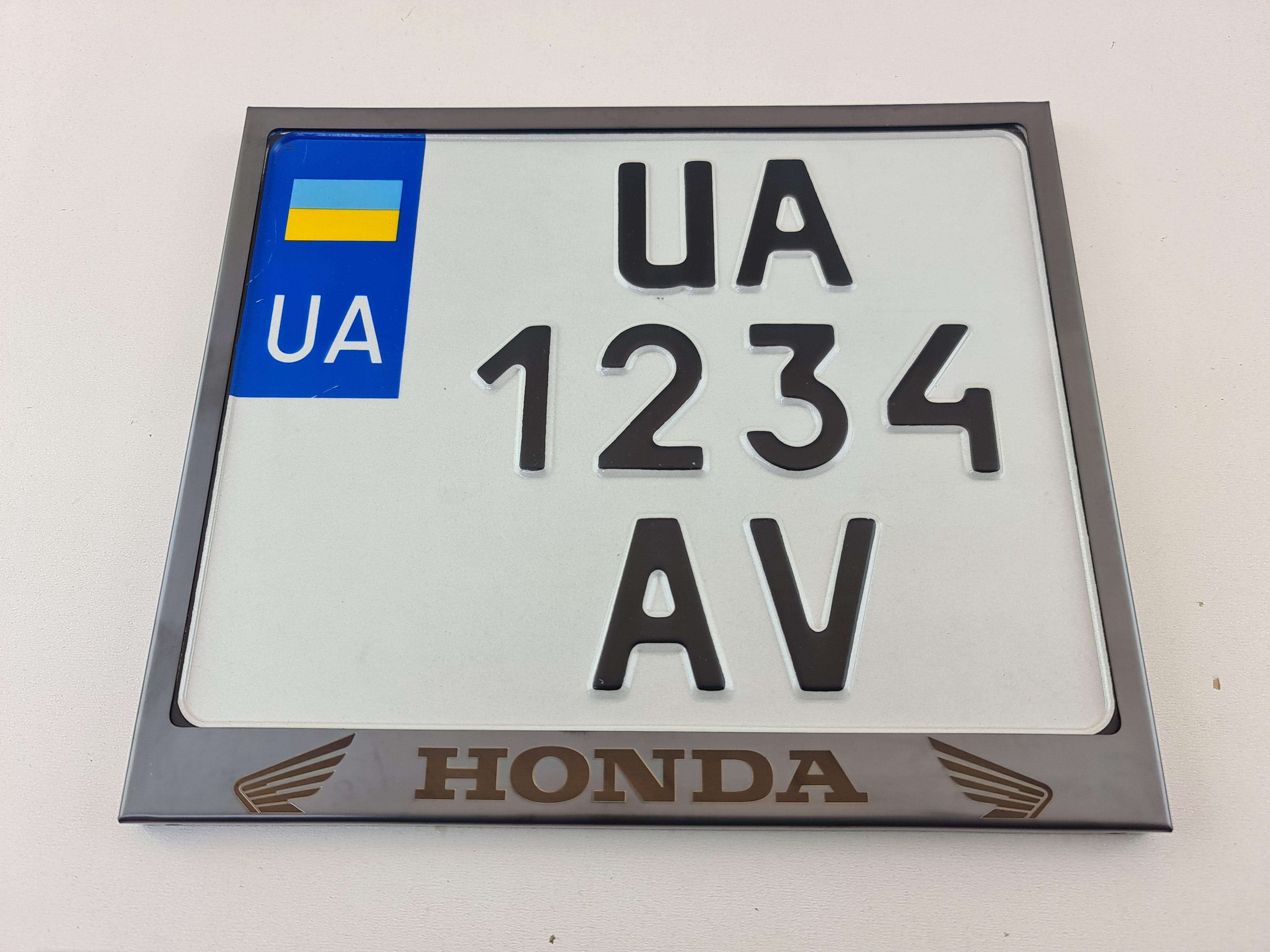 Рамка для мотоциклетного номера "Honda" V2 174х220 мм Серый (VH-S1722HO2SGE)