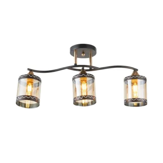 Люстра стельова Valeso V 6380-3 BK/FG на три плафони Чорно-золотий (30832713)