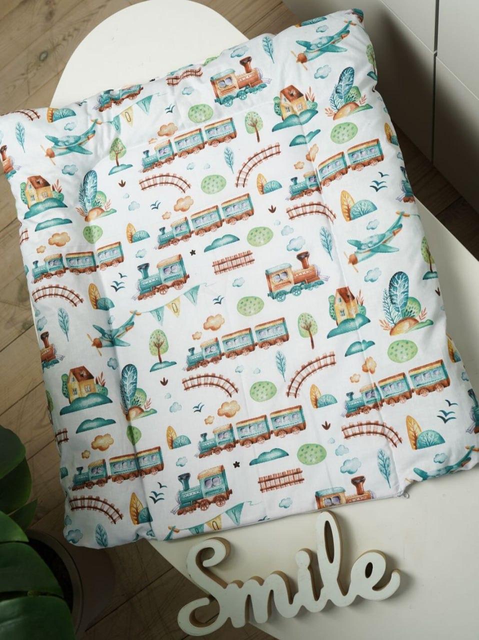 Матрас для пеленания BST с бортами синтепон съемный универсальный 70х55 см Белый/Зеленый (1875669106)