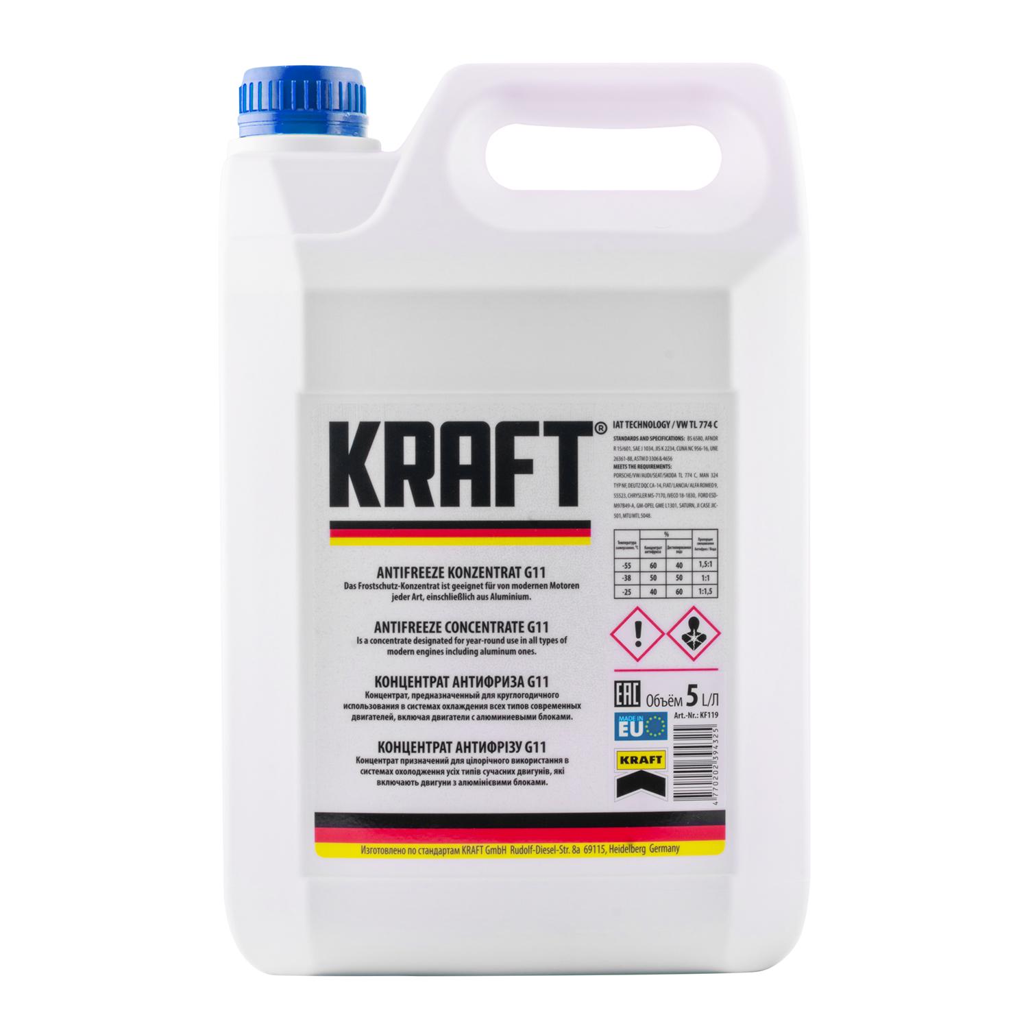 Антифриз концентрат KRAFT KF102 5 кг Синій