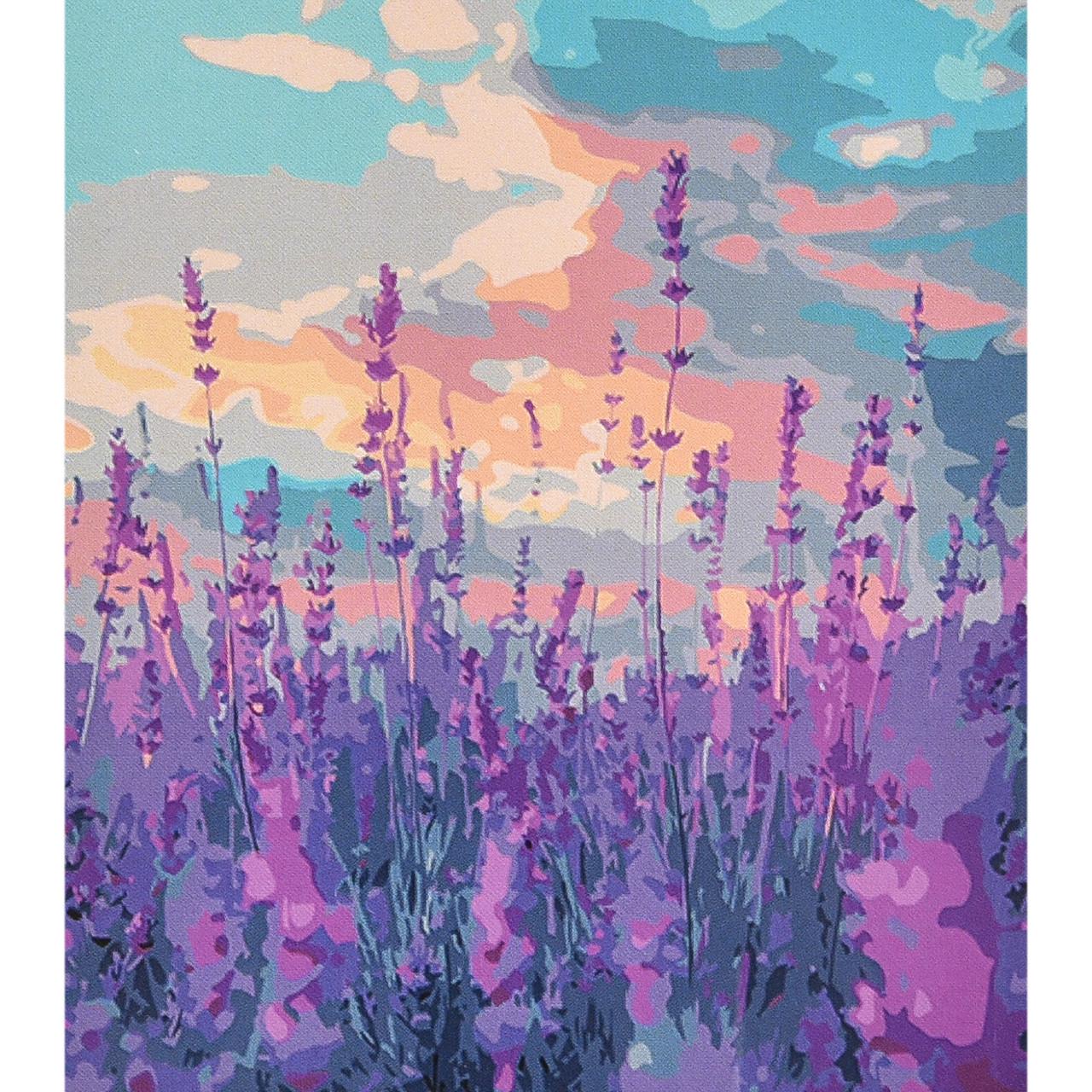 Картина по номерам Strateg Премиум Лавандовое небо с лаком и 40х50 см (VA-4642)
