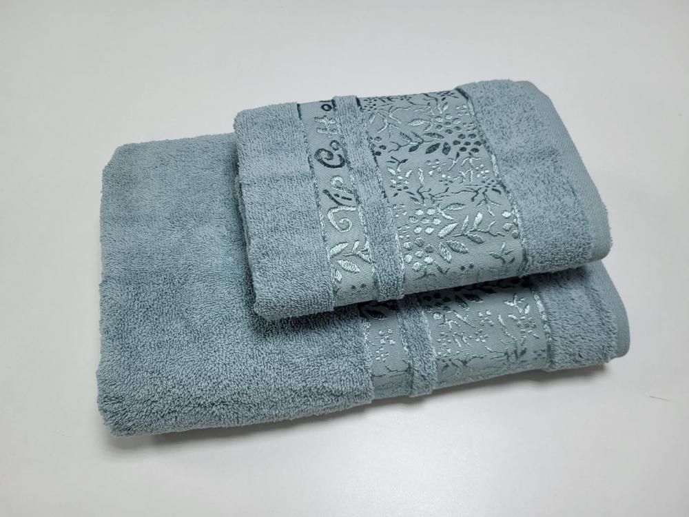 Набір махрових рушників для ванної VIP COTTON ROWAN 70x140/50x90 см 2 шт. Ментоловий (13012)
