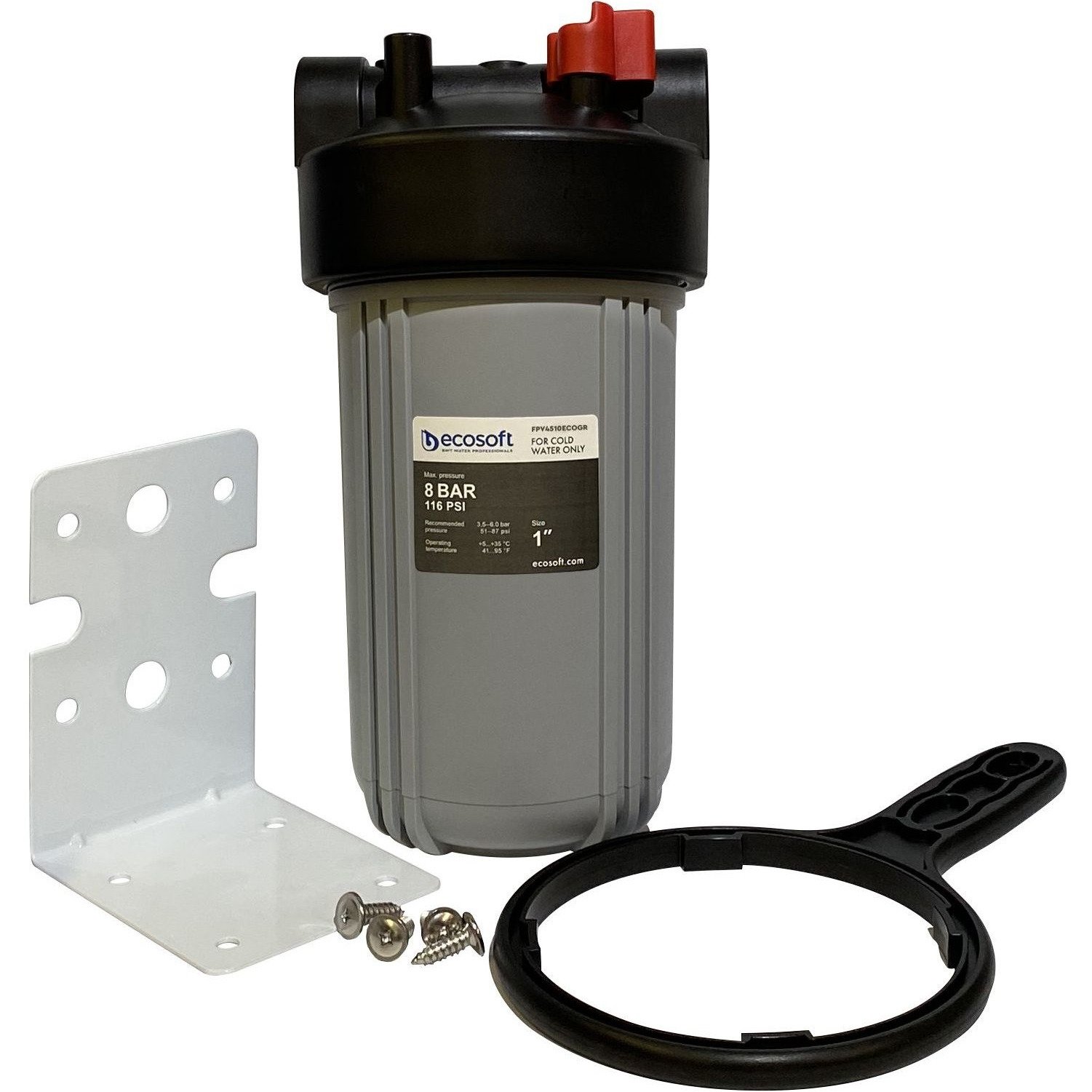 Фільтр магістральний Ecosoft ВВ10 1" 8 бар без картриджа (FPV4510ECOGR) - фото 2 Фільтр магістральний Ecosoft ВВ10 1" 8 бар без картриджа (FPV4510ECOGR) - фото 2