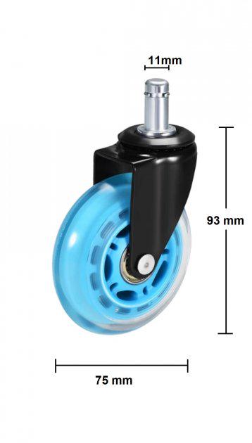 Ролики полиуретановые Kadik для офисного кресла шток 11 мм 5 шт. Голубой (RPG-003D) - фото 5