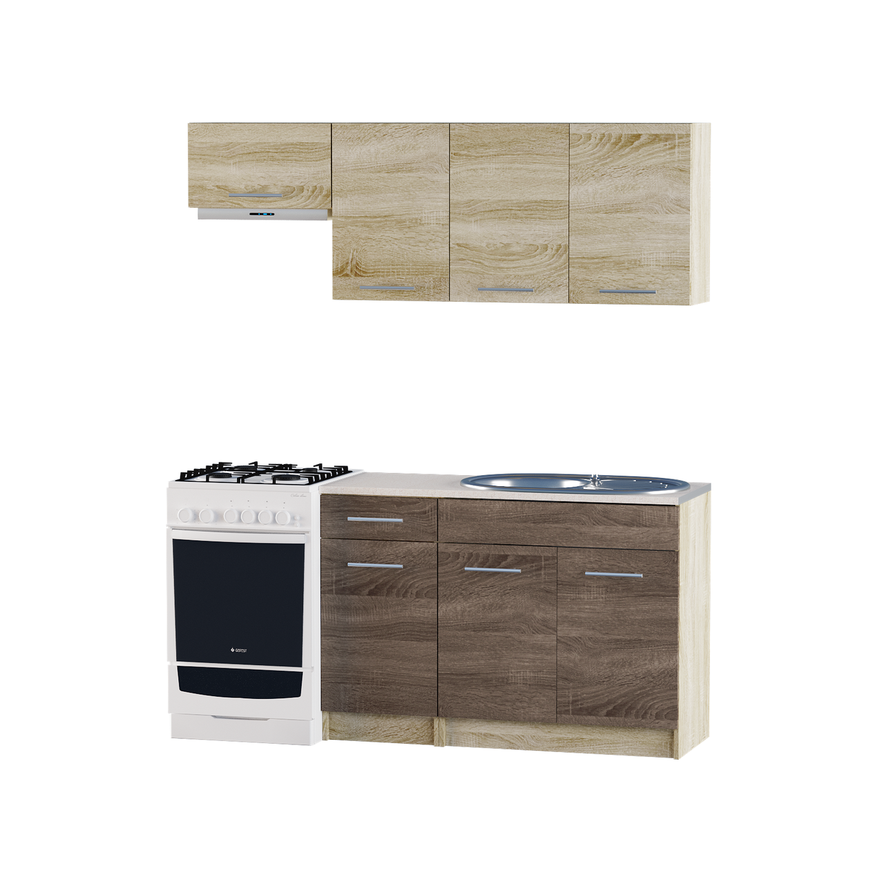 Комплект кухні Еверест ЕКО-1700 без стільниці 1,7 м Сонома/Трюфель (ЕК-27110.01)