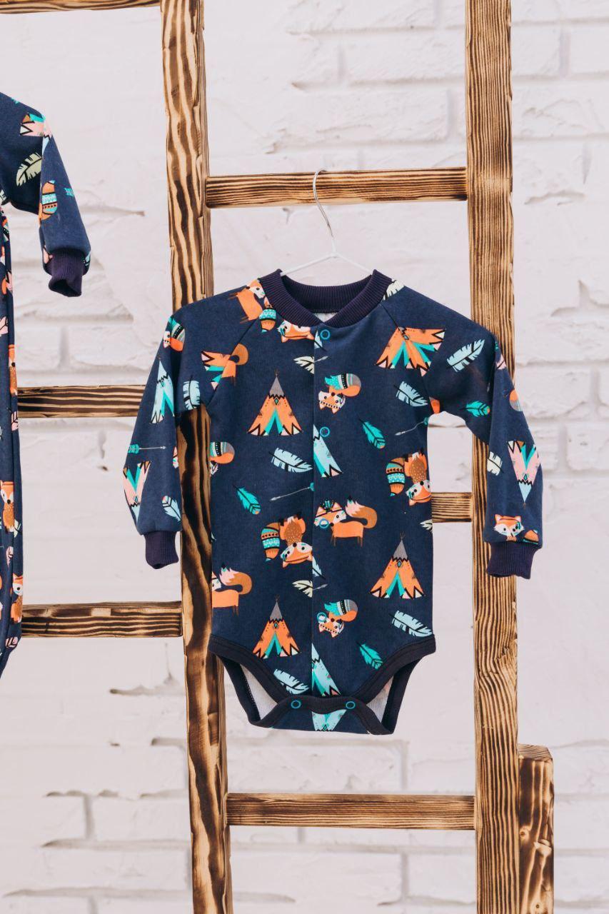 Боди с длинным рукавом интерлок Лисички 86 см (2678763699)