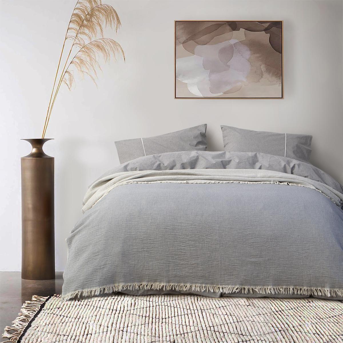 Покривало Lotus Home Premium Stripe 190х225 см Антрацит (26668189) - фото 2 Покривало Lotus Home Premium Stripe 190х225 см Антрацит (26668189) - фото 2