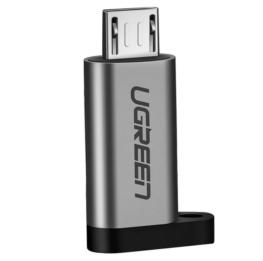Переходник-адаптер Ugreen USB Type-C to Micro USB Grey дополнительный шнурок (US282)