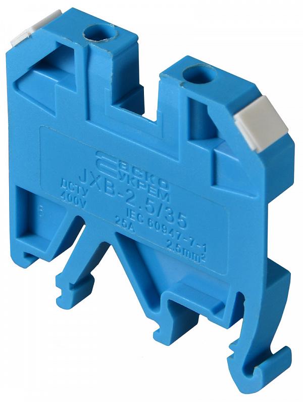 Клемма винтовая наборная АСКО-Укрем JXB 2,5/35 25А 2,5 мм2 х 40х6х40 мм Синий (A0130010022) - фото 2