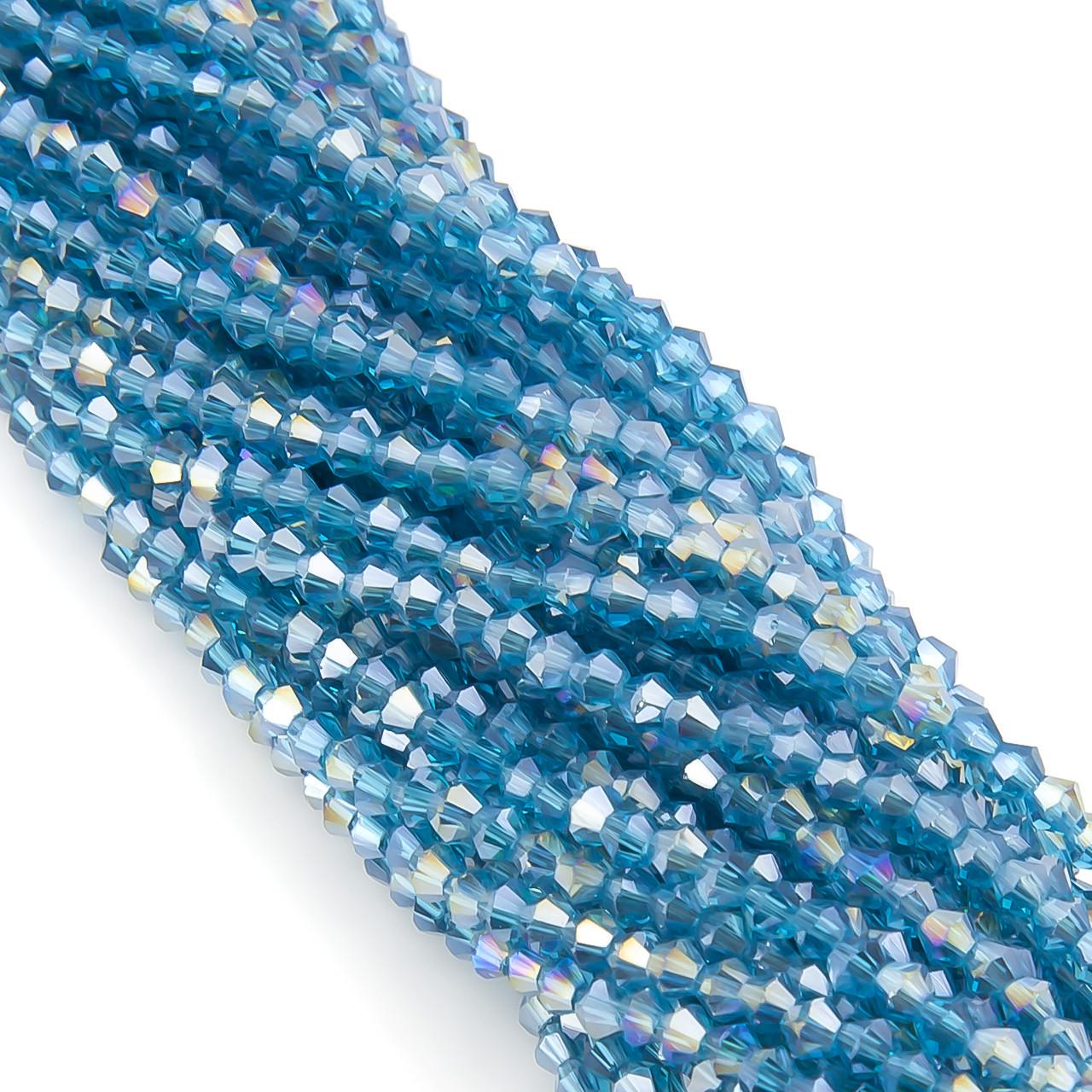 Бусины хрустальные Биконус АВ 3,5х3,2 мм 125 шт. Голубой (БИ0003к71)