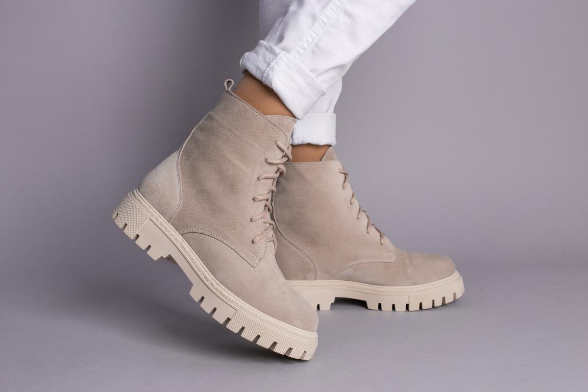 Ботинки женские замшевые на меху р. 37 Бежевый (6700-7з/37)