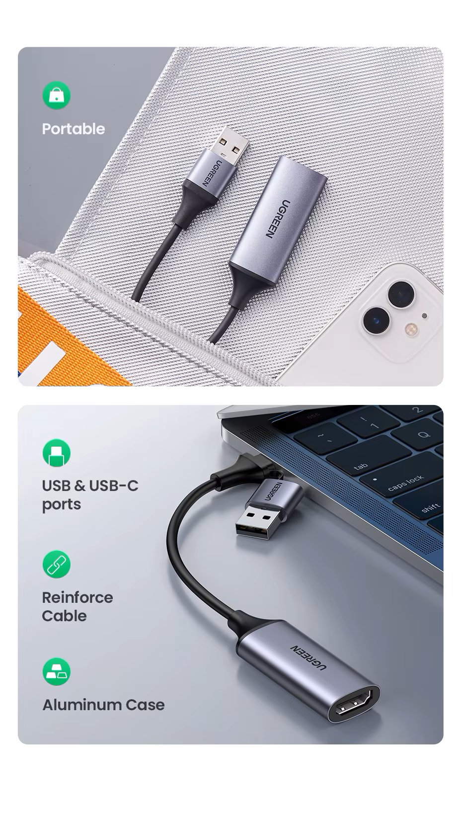 Конвертор сигнала Ugreen CM489 USB-A/Type-C на HDMI Video Capture Device (2000155) - фото 7