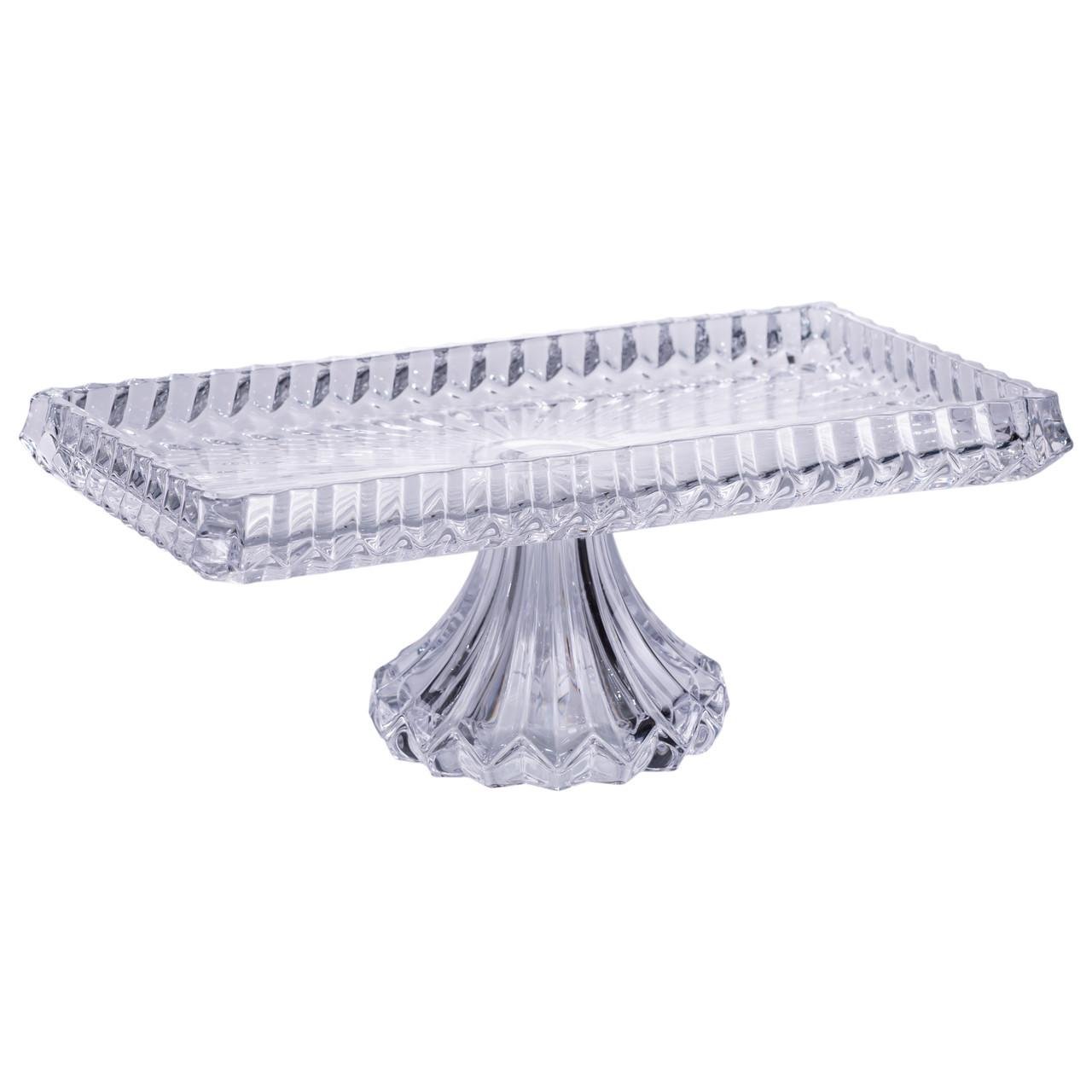 Тортовщица прямоугольная на ножке стеклянная 33х17х13,5 см (HP-19-146C)