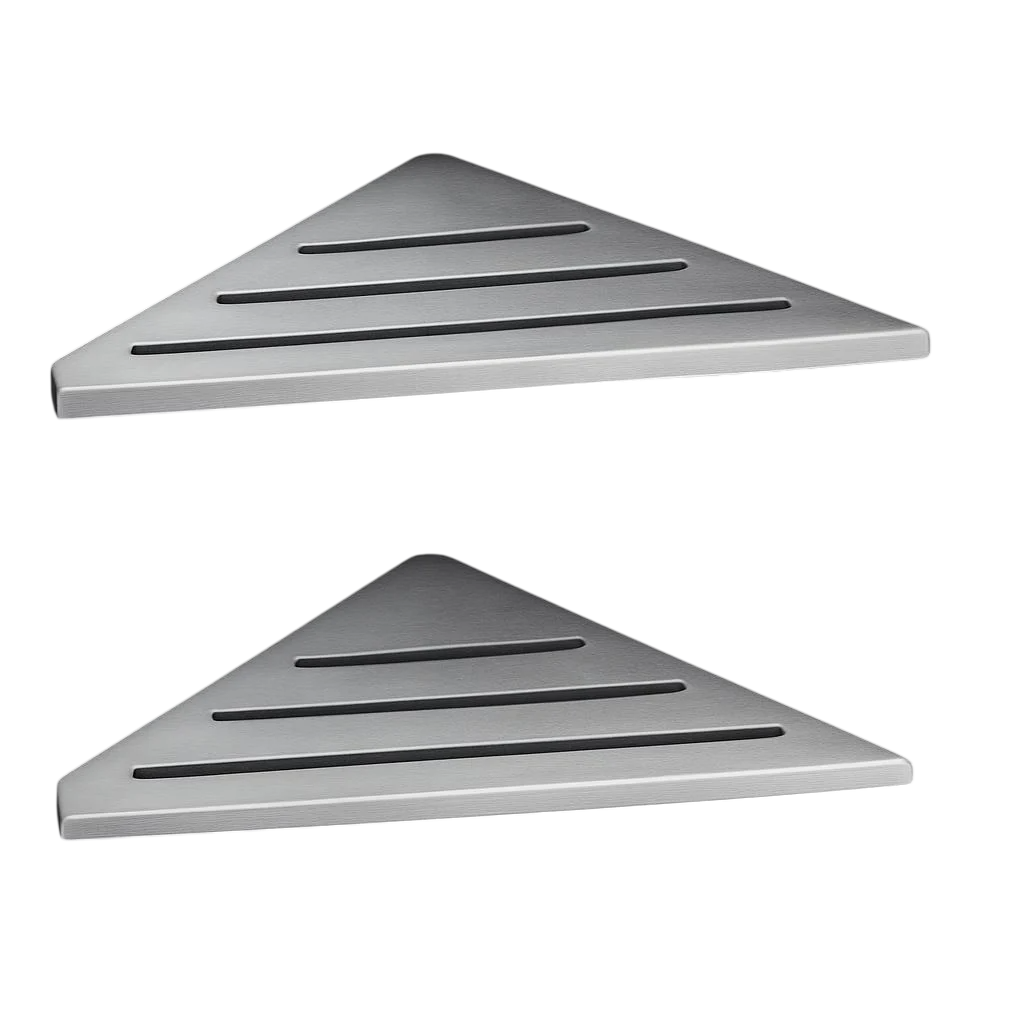 Набір кутових полиць для ванної Lighty з нержавіючої сталі кутова для ванної кімнати з кріпленням на дюбелях 19х19 см 2 шт.