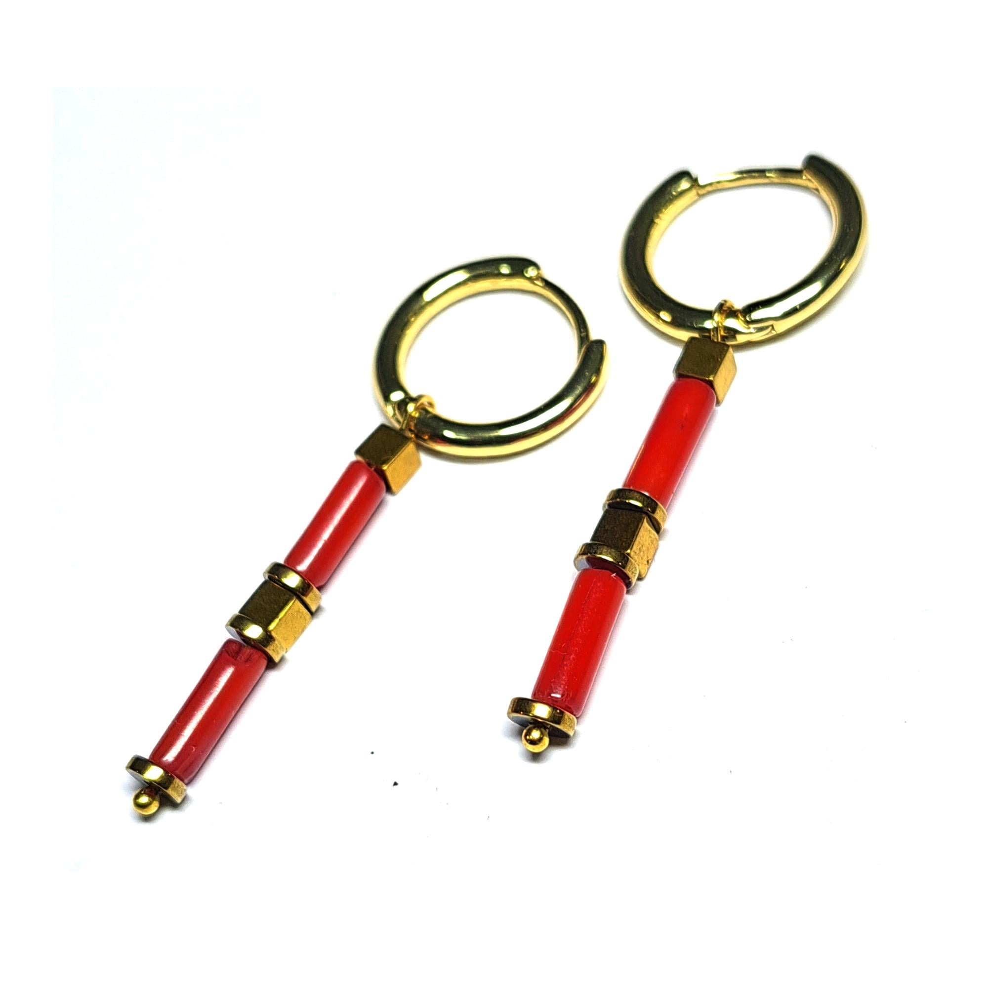 Серьги DARSANA Каравелла из натурального камня коралл/жемчуг (DRSU501991)