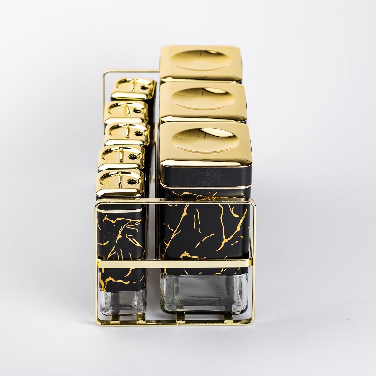 Набір ємностей для зберігання на металевій підставці 8 шт. по 650/150 мл Чорний (HP-1364) - фото 4