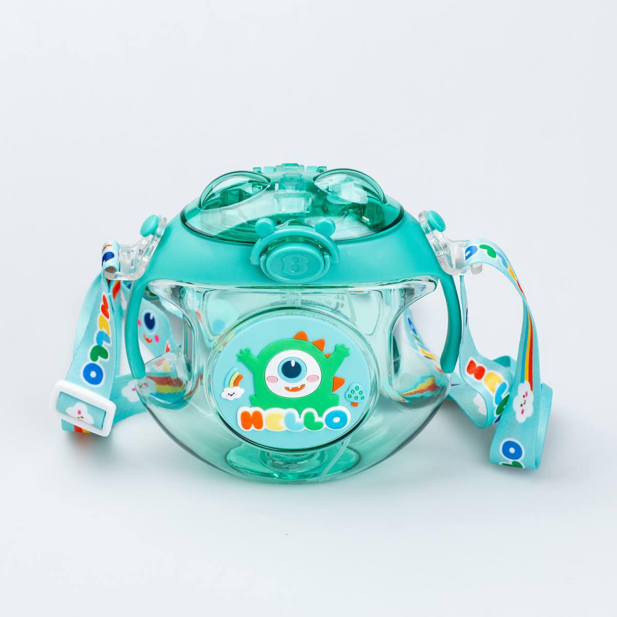 Бутылка для воды детская Happy Life HP28485GR с ручками и ремешком 450 мл Зеленый (18233053)