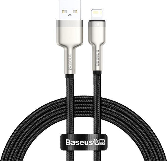 Кабель BASEUS USB to Lightning для iPhone iPad Cafule Metal Series Data Cable 1 м 2,4A 480 Mbps Black (CALJK-A01)