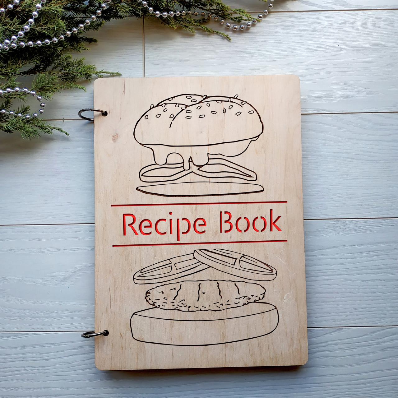 Деревянная записная книга для кулинарных рецептов