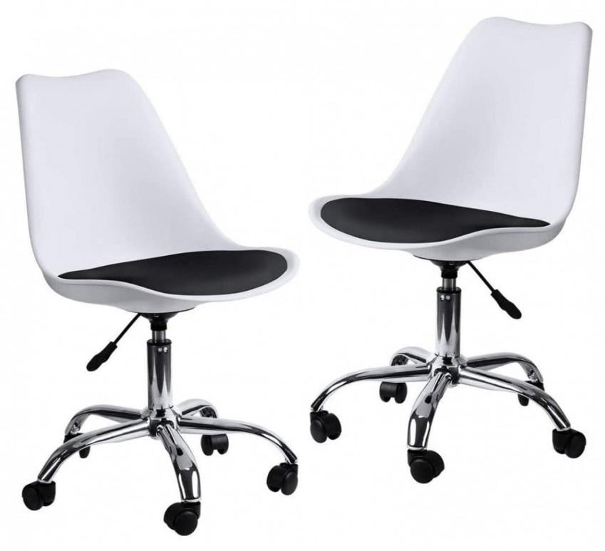 Кресло Bonro B-487 на колесах с черным сиденьем 2 шт. Белый (47000079)