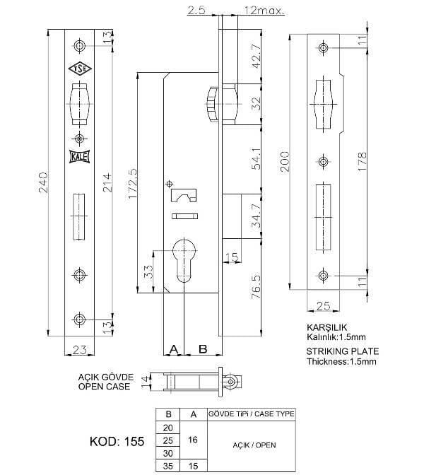 Замок врезной Kale 155 25 мм ролик (40126-2) - фото 2 Замок врезной Kale 155 25 мм ролик (40126-2) - фото 2
