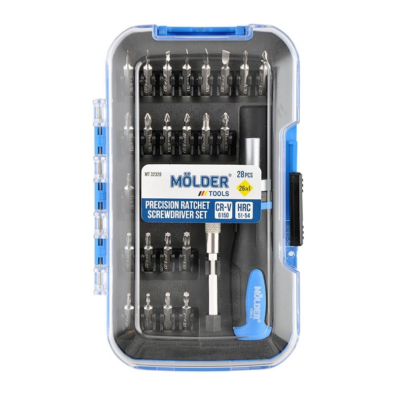 Отвертка реверсивная Molder 26в1 с комплектом насадок для точных работ (MT32328)