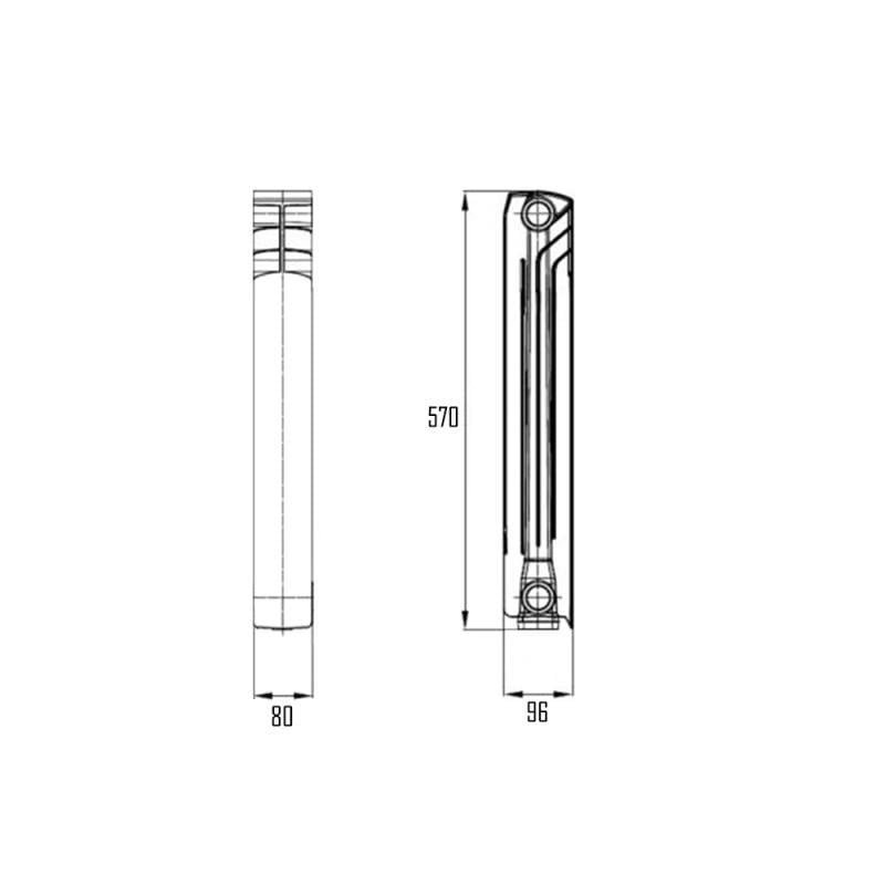 Радиатор биметаллический Thermo Alliance Bi-Vulcan 500/96 1,76 кг (VRM00045466) - фото 2