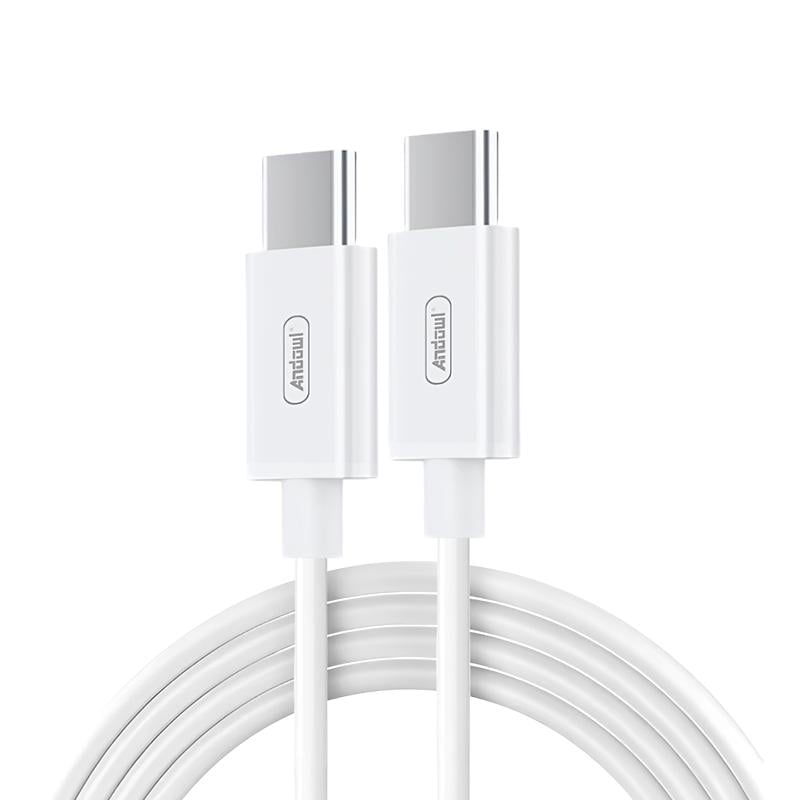 Кабель швидкої зарядки Andowl Type-C to Type-C 60 W для смартфонів/ноутбуків/планшетів 2 м Білий (57d0ba67)