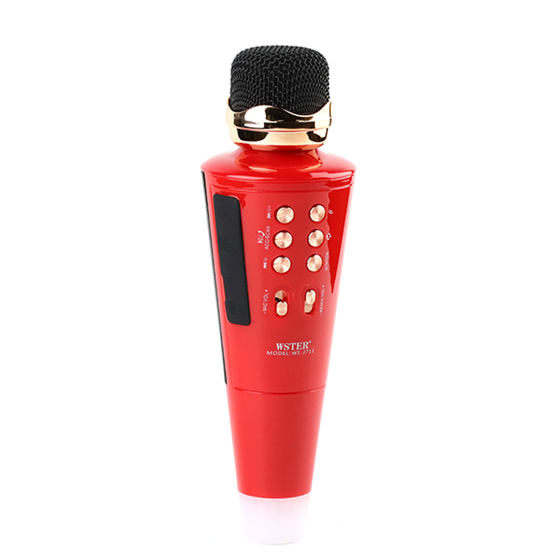 Беспроводной караоке микрофон WSTER WS2711 Bluetooth FM-радио/microSD/USB Красный