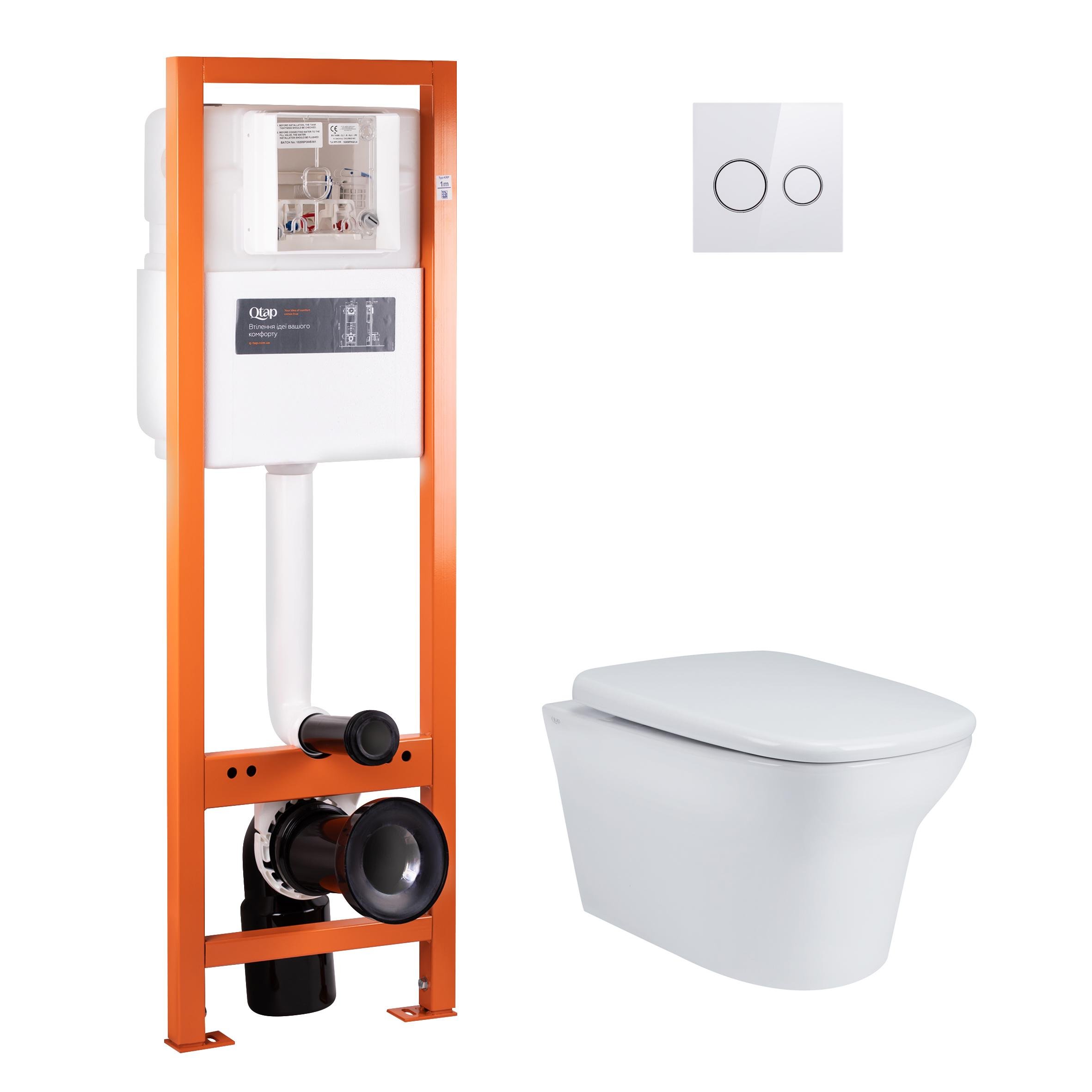 Комплект инсталляции Q-tap Nest QT25332614EW0233M370P01V1176W с унитазом кнопка Белый (124722)