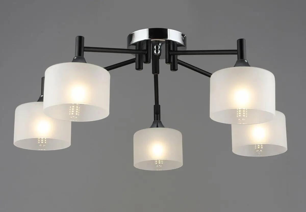 Люстра потолочная Valeso с металлическим каркасом под пять ламп Е27 IP20 A4412/5 Черный/Хром (28686806)