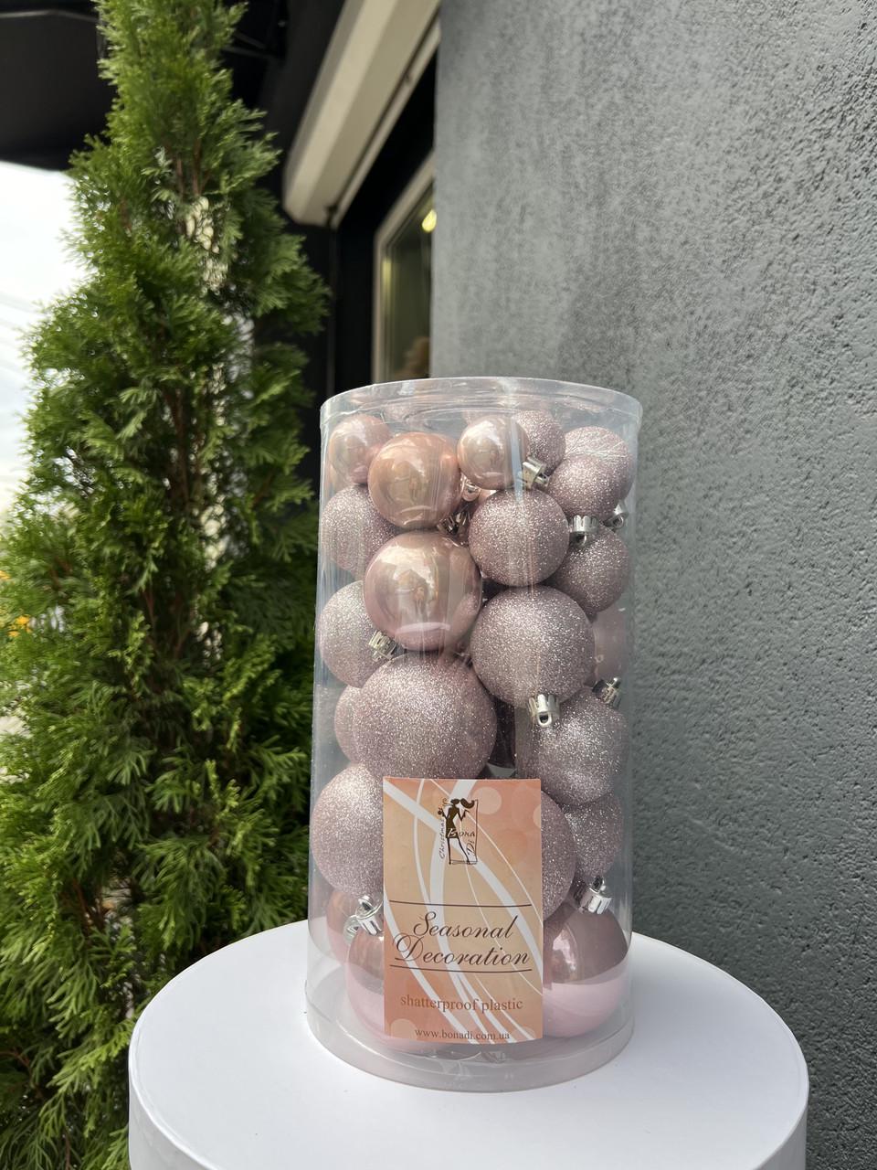 Набір ялинкових куль 40 шт. Рожевий (400000037) - фото 1