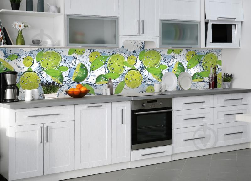 Наклейки кухонный фартук Zatarga "Лаймы,мята и вода" 650х2500мм Зеленый (Z180275/1)