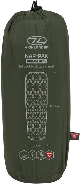 Коврик надувной Highlander Nap-Pak Inflatable Sleeping Mat PrimaLoft 5 см Olive (AIR072-OG) - фото 3