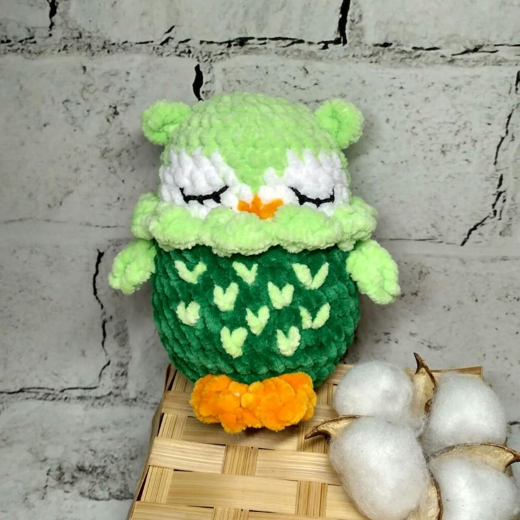 Мягкая игрушка вязаная ручной работы Сова Сплюшка 12 см Зеленый (202-65-1) - фото 1 Мягкая игрушка вязаная ручной работы Сова Сплюшка 12 см Зеленый (202-65-1) - фото 1