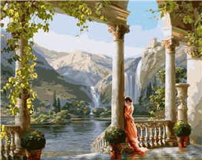 Набор для росписи по номерам Strateg Девушка у колонны 40х50 см (mt)