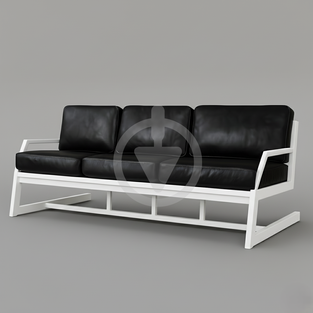 Диван металевий AVVS tech Атлас вуличний лофт екошкіра з підлокотниками 246 см Чорний/Білий (30222843)