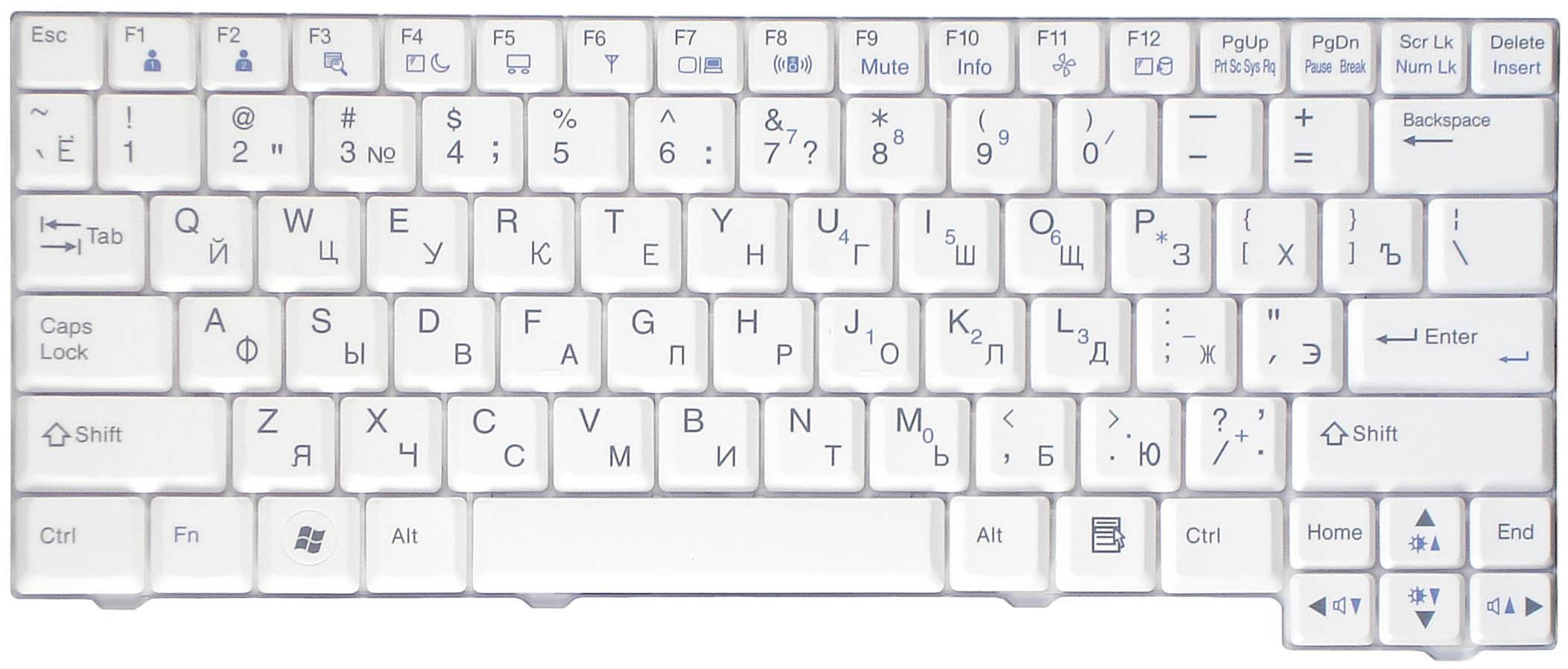 Клавиатура для ноутбука LG X110 X120 White