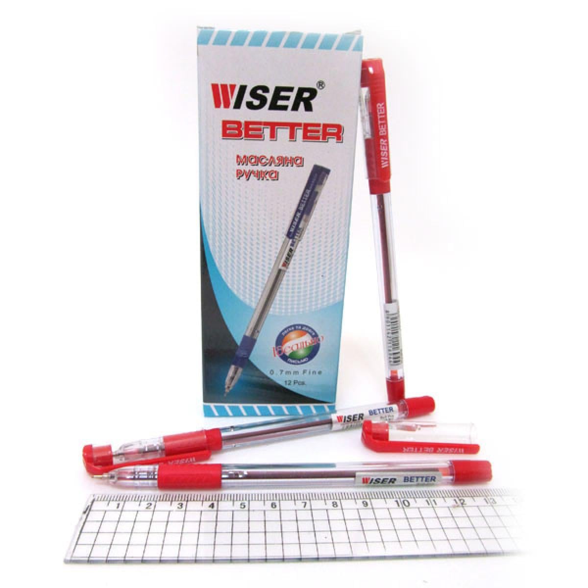 Ручка масляна wiser better з грипом 0,7 мм 12 шт. в уп. Червоний (MTT-131523) Ручка масляна wiser better з грипом 0,7 мм 12 шт. в уп. Червоний (MTT-131523)