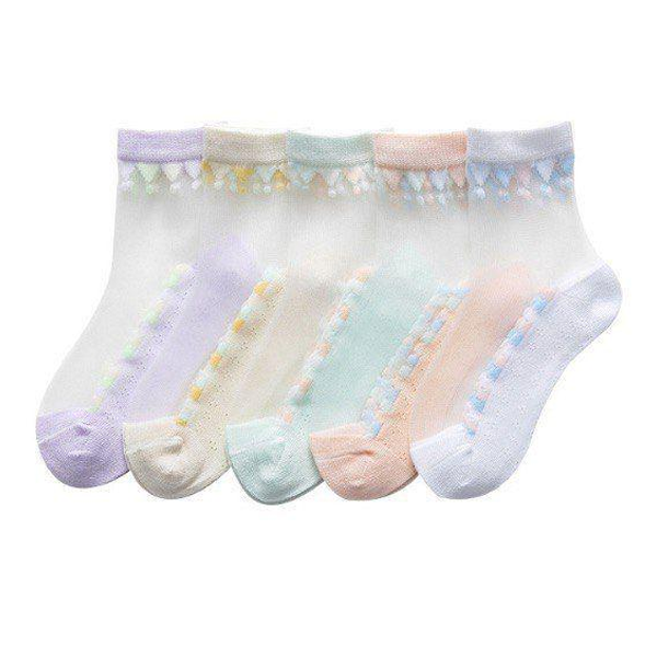Носки детские для девочки с ажурными вставками 10 пар M Разноцветный (M00674-1)