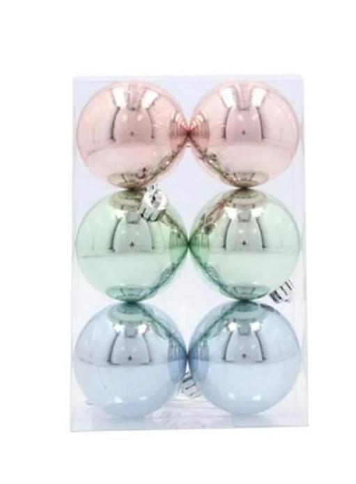 Набор шаров пластиковых новогодних микс 6 шт. D-6 см (43147)