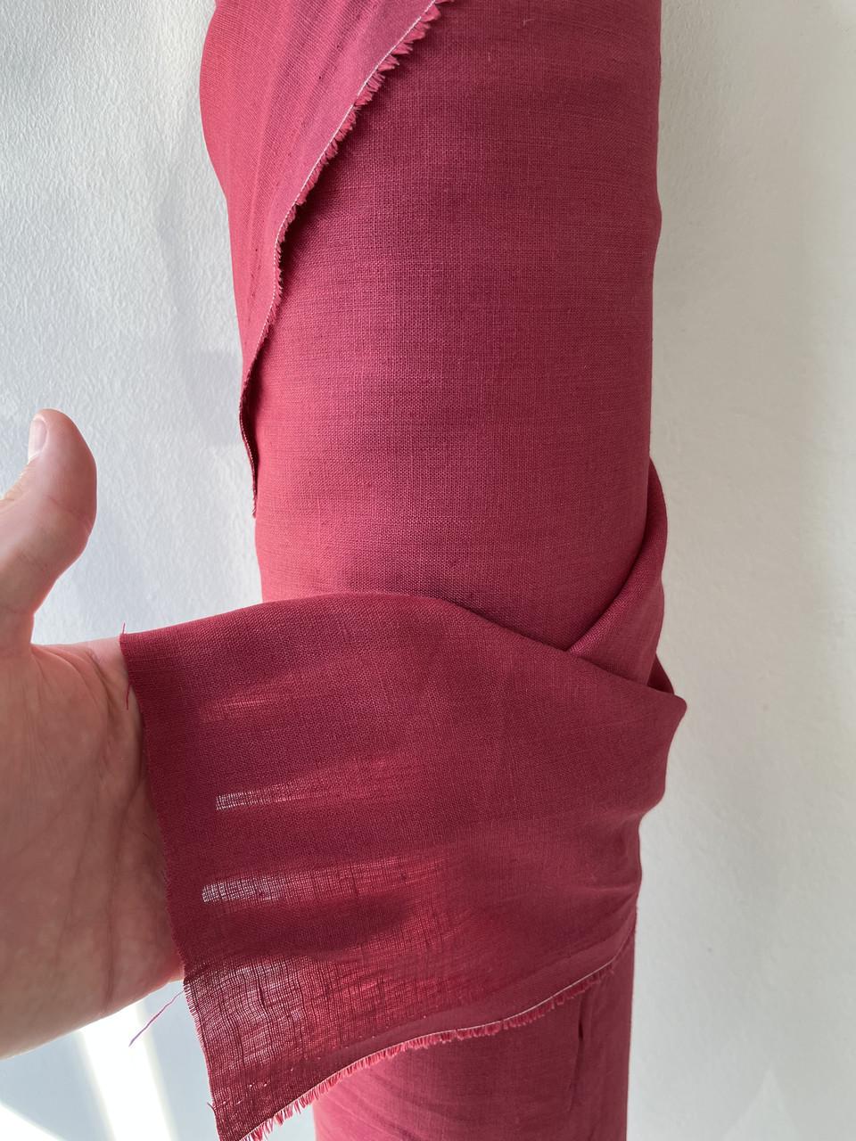 Ткань LINEN PLUS 100% лен 140 см 1368 Бордовый - фото 3