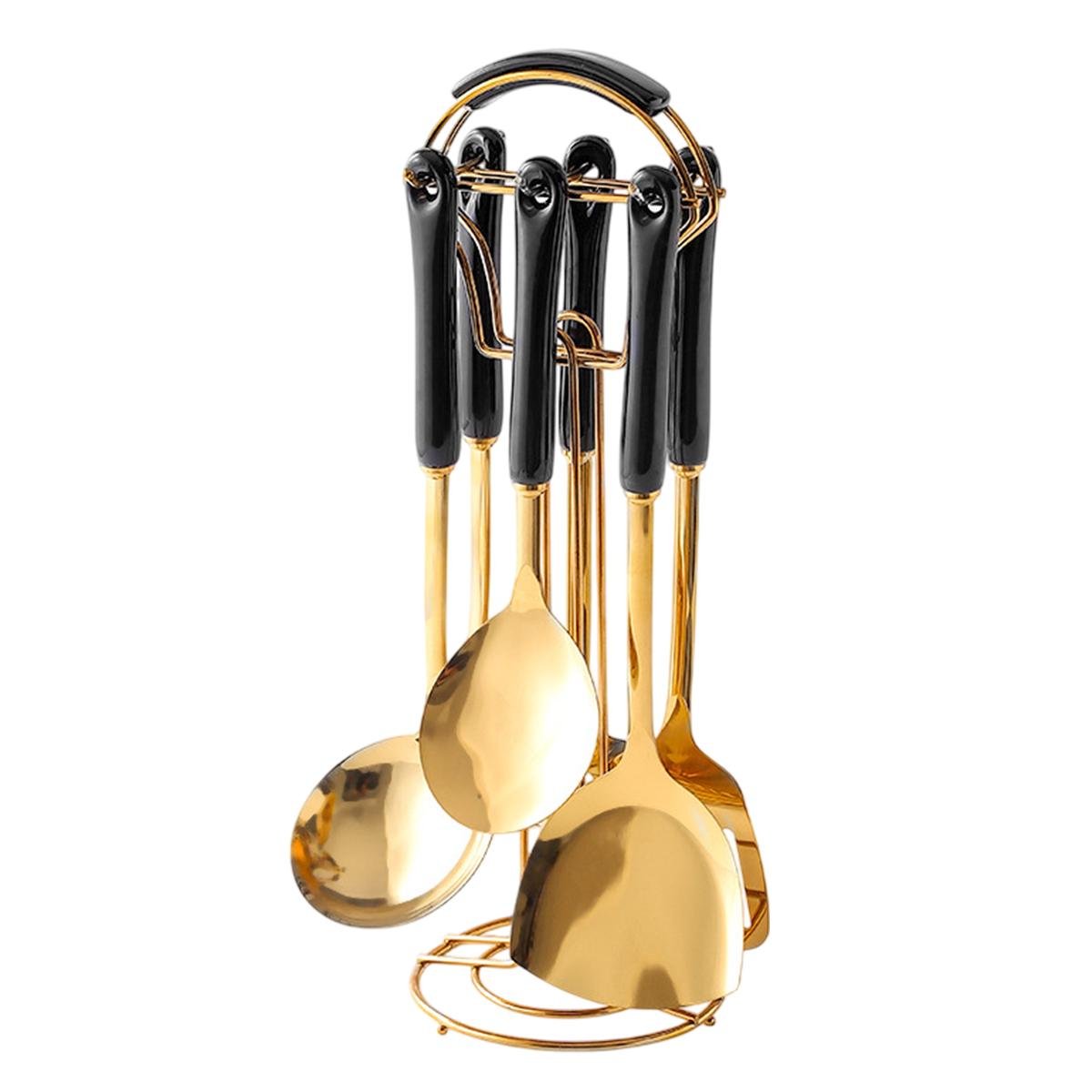 Набір кухонного приладдя на підставці 6 шт. Чорний (HP-20-66) - фото 1