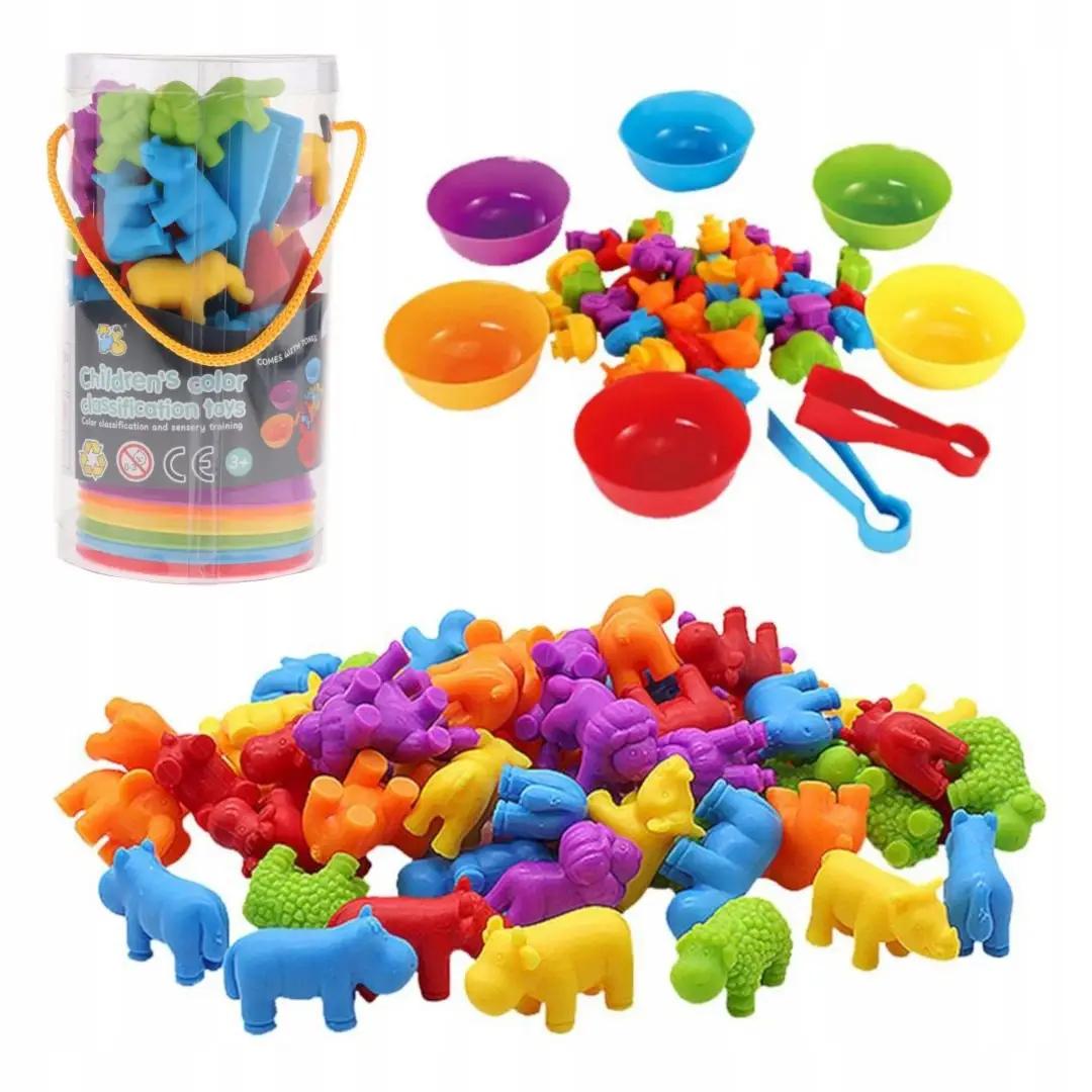 Набор детский для сортировки по цвету Животные с пинцетом 16x10 см (2188-18)