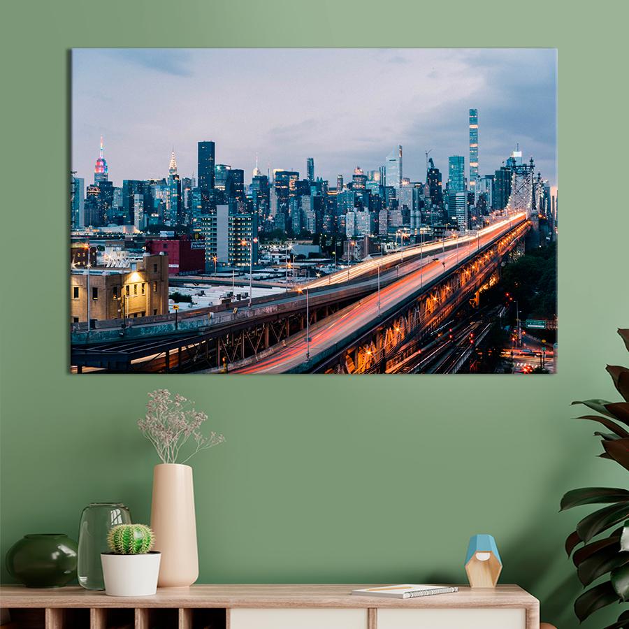 Картина город Район Куинс в Нью-Йорке 120x80 см (A814-1)